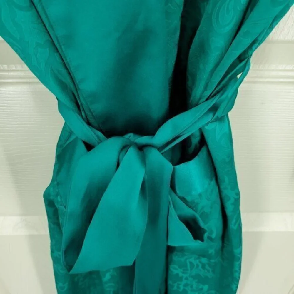 VTG Victoria's Secret Gold Label Full Length Satin Robe M Green